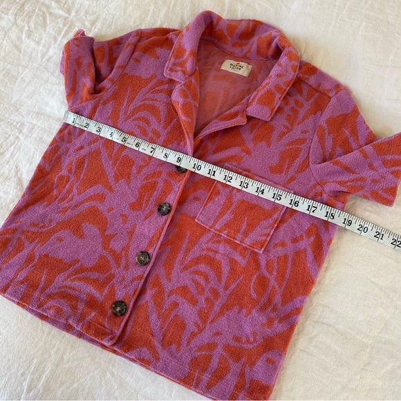 Marine Layer Terry Out Resort Shirt and Shorts Orange Lavender Floral Set - Picture 8 of 13